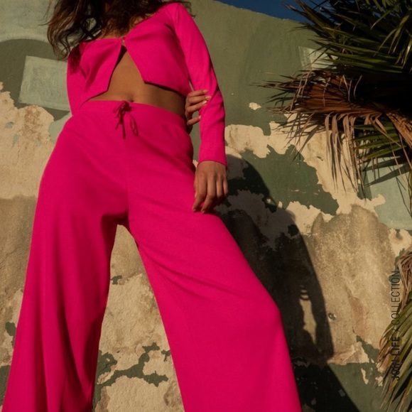 ZARA 2pcs Ribbed Cardigan + Pants Coord Set Fuchsia Pink BNWT - Picture 2 of 6